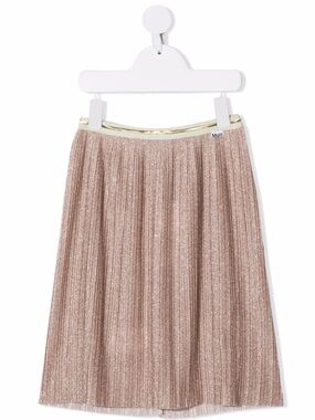 Molo Rose Gold Metallic Pleated Midi Skirt 5-6T